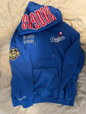 Mitchell & Ness Team OG 2.0 Fleece Hoodie Vintage Logo LA Dodgers Men's Sz L